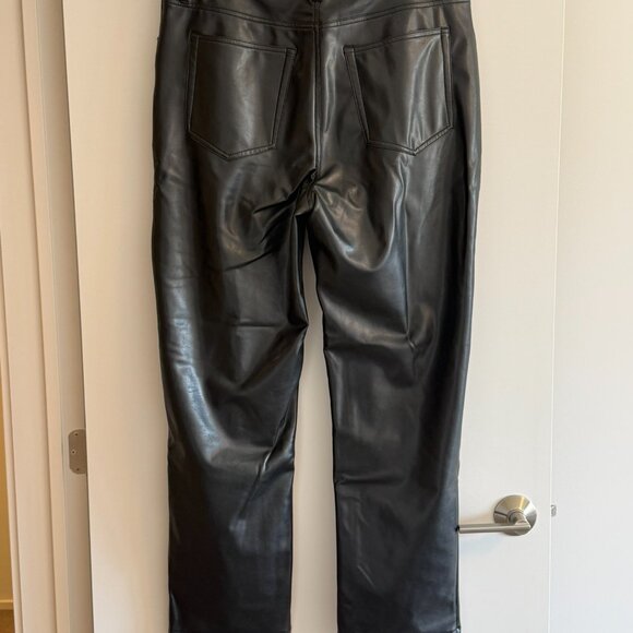 Abercrombie Black Vegan Leather Ultra High Rise 90s Straight Leg Pants - Picture 2 of 4